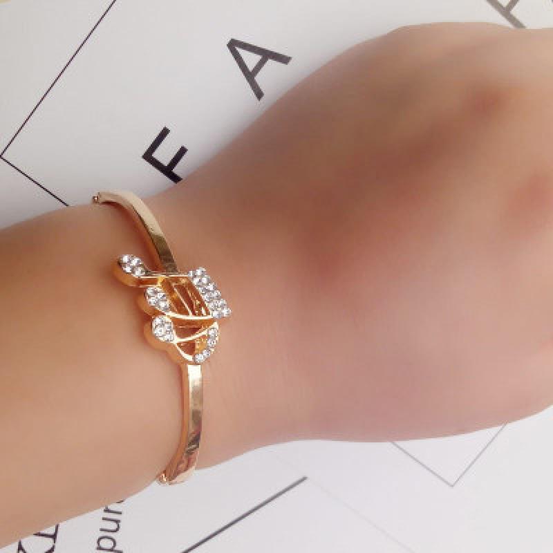 

Bangle Gold Color Statement Bangles For Women Fashion Crystal Wedding Vintage Jewelry Christmas Gift