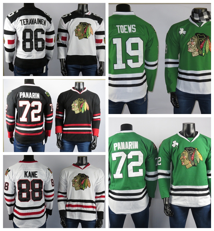 

Chicago Blackhawks Jerseys 19 Jonathan Toews Jersey 88 Patrick Kane 86 Teravainen 72 Panarin High Quality Embroidered Men's Hockey Jersey, Grey