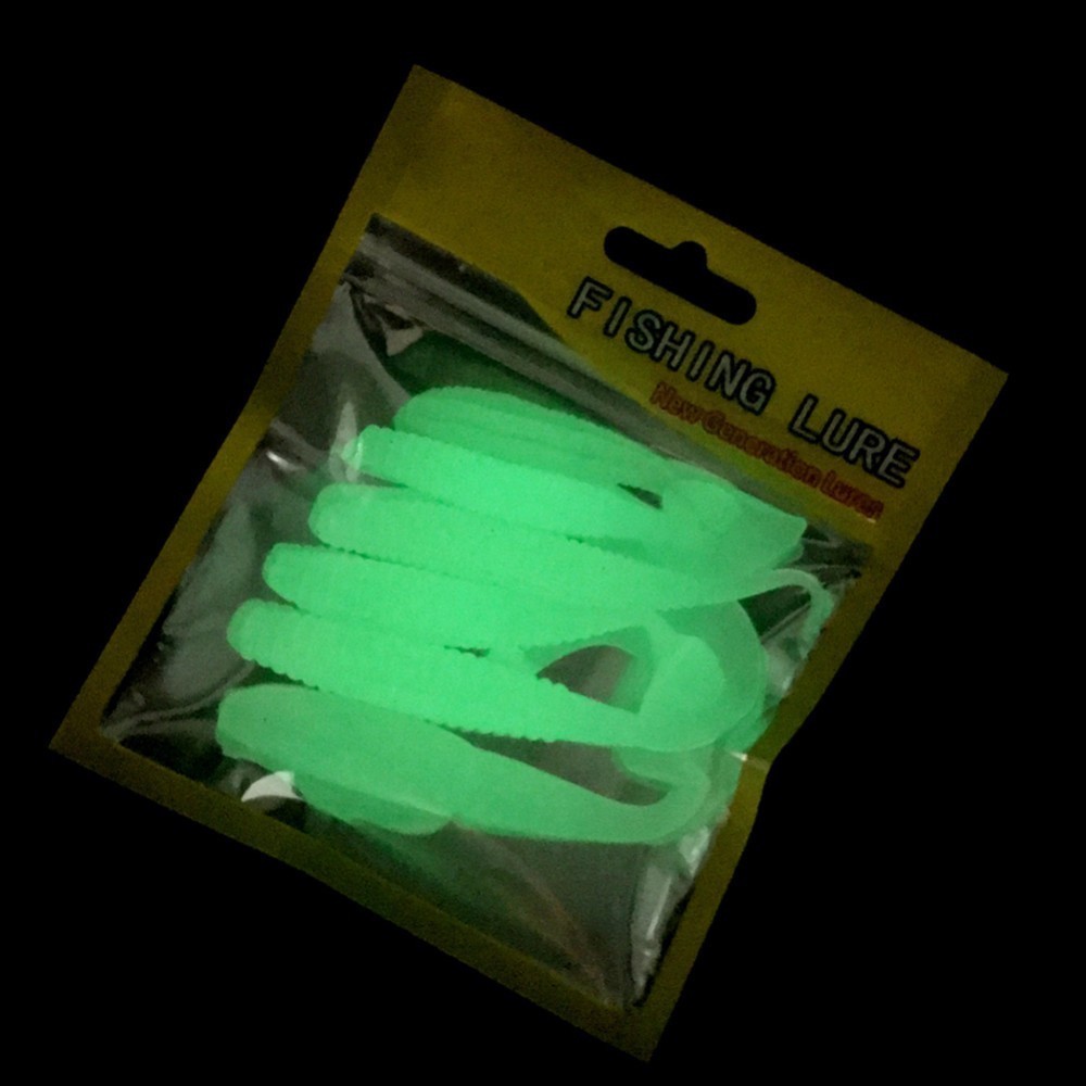 lot Luminous Paddle Tail Grubs 1g 50mm Glow Lure Jig Head soft lure 50pcs