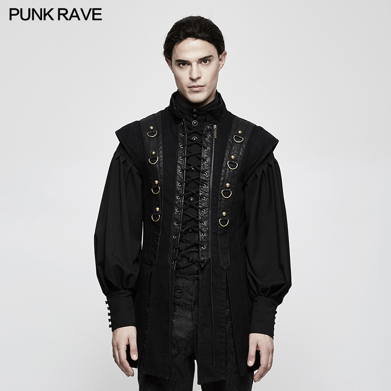 

PUNK RAVE Mens Punk Vest Fashion Vintage Cool Stage Performance Streetwear Party Jacket Coat Personality Waistcoat Tops for Men, Black