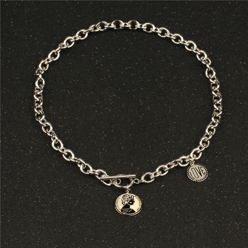 

Street hip hop necklace men and women fashionista clavicle chain couple wild LOVE letters stainless steel popular head pendant