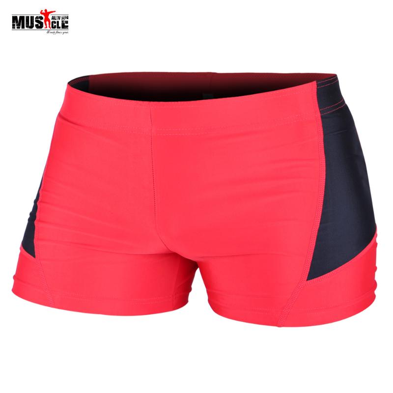 MUSCLE ALIVE Bodybuilding Shorts Men Slim Fit Compression Short Pants Gyms Clothing Workout For Men's Spandex Polyester Size XL