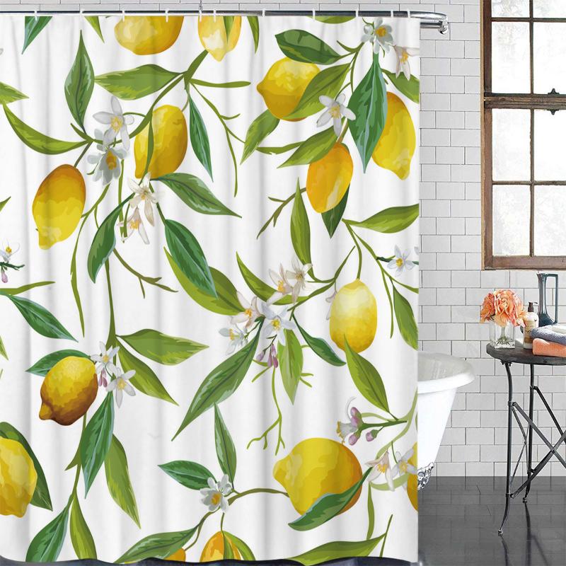 

Modern Curtain Plant Flowers Printed Bathroom Shower Curtain Bathroom Decor Waterproof Fabric Shower