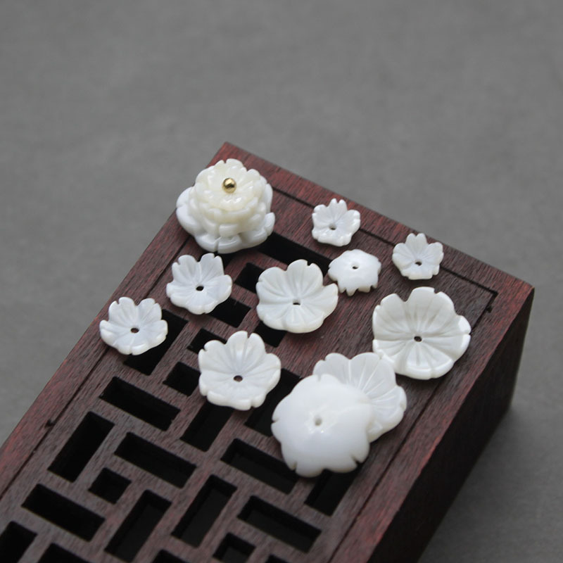 

5pcs Natural Freshwater Shell Hand-carved Bowl Flower Beads Jewelry Making DIY Necklace Earrings Hair Clip Brooch Accessories