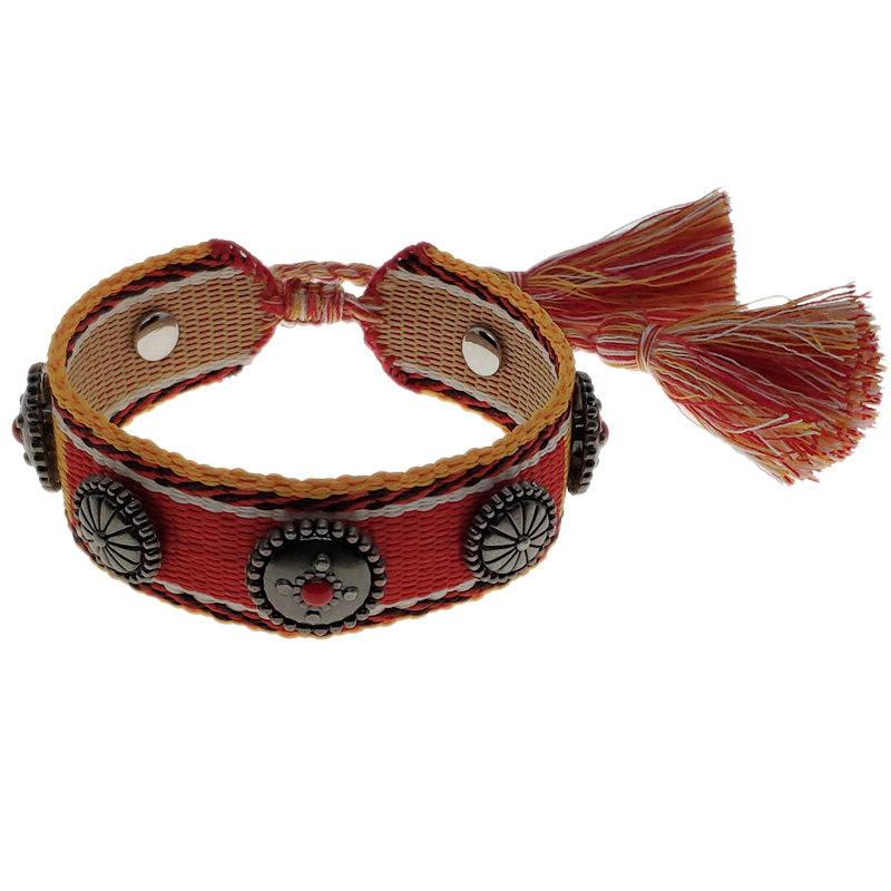 2020 New Brand Designer jewelry Woven Friendship Bracelets A Set of 2PCS One with Embroidered Signature The other with Antique Metal