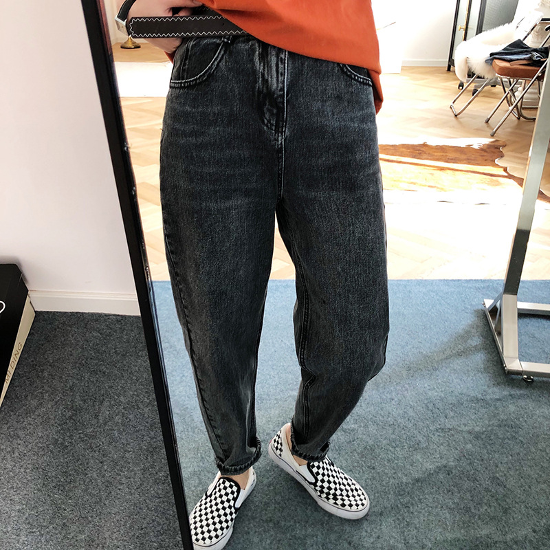

High waist Harlan jeans women loose 2020 Spring New straight radish was thin old pants, Dark grey