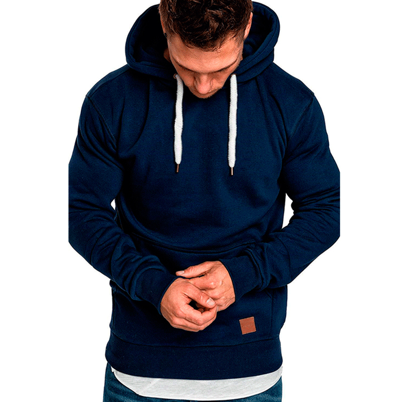 

Men' Fashion Fleece Hoodies Solid Cozy Casual Pocket Long Sleeve Hooded Outdoor sport Autumn Hoodies Coat, Navy blue