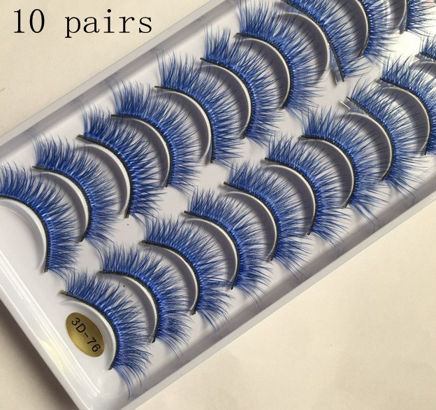 

10 Pairs Natural Soft Blue Eyelash Extension Individual Mink Lash Makeup Cilio