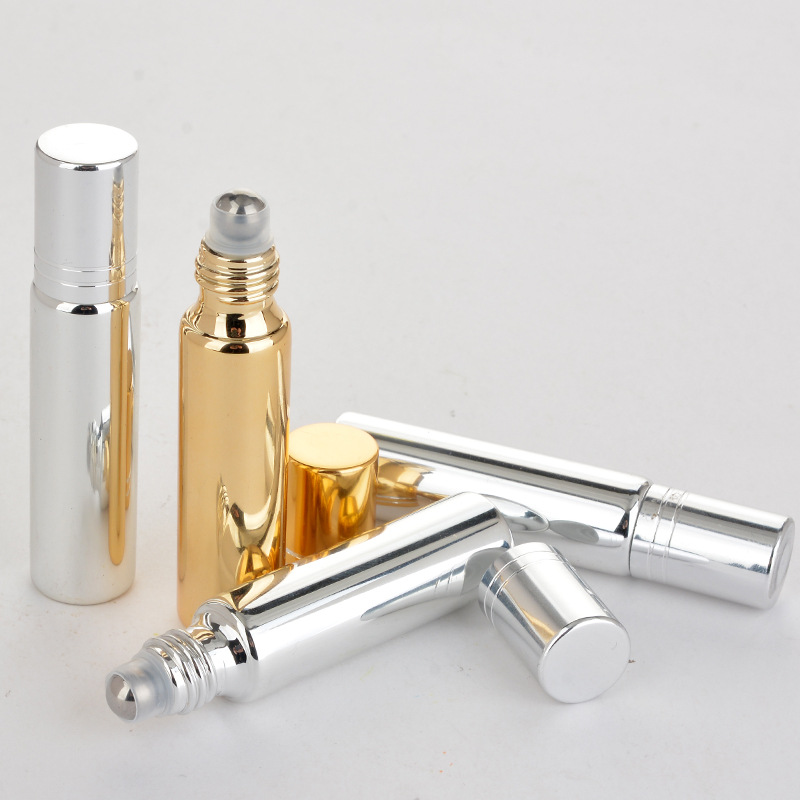 

10ml Roll On Glass Bottle Black Gold Silver Fragrances Essential Oil Perfume Bottles With Metal Roller Ball Customizable Logo EEA907-1
