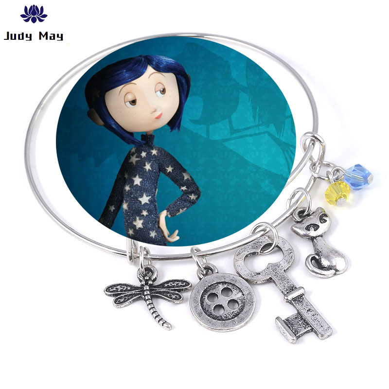 

Halloween Jewelry Coraline & the Secret Door Bracelet Dragonfly Key Pendant Bracelet For Man Woman Gift