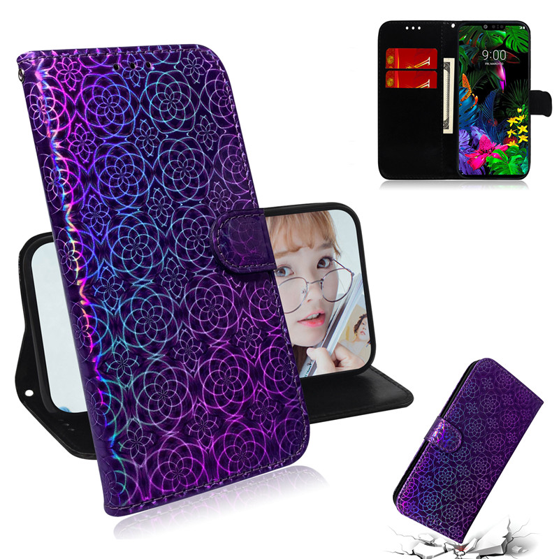 

Dazzle Colourful PU Leather Case For LG G8 THINQ/Stylo 5/K50/Q60/W10 Filp Cover Stand Wallet With Card Slot Fashion, Black