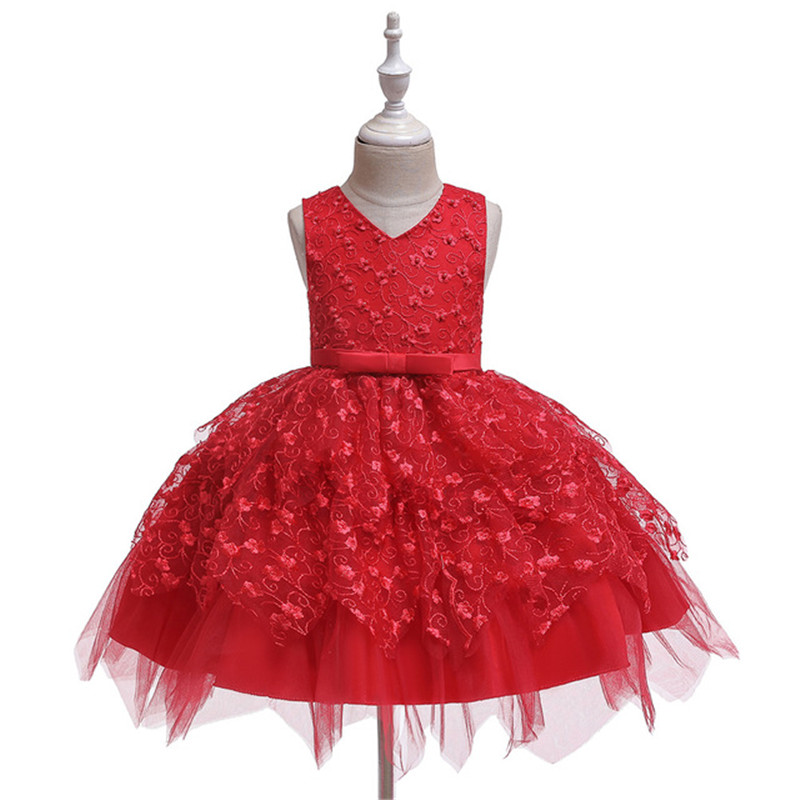 

Baby Girl Dress Mesh No Sleeve Round Collar Flower Sequined High Waist Flared Princess Dress Tutu, Blue