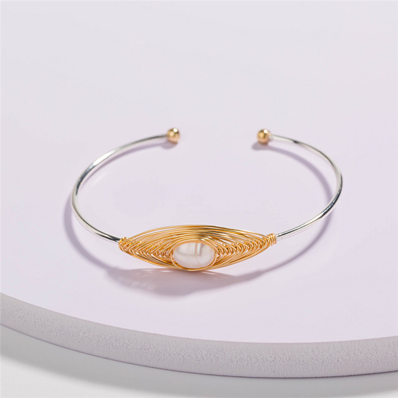 

Natural Freshwater Pearl Bracelets Bangles For Women Hand Woven Silver Bracelet Jewelry Gift