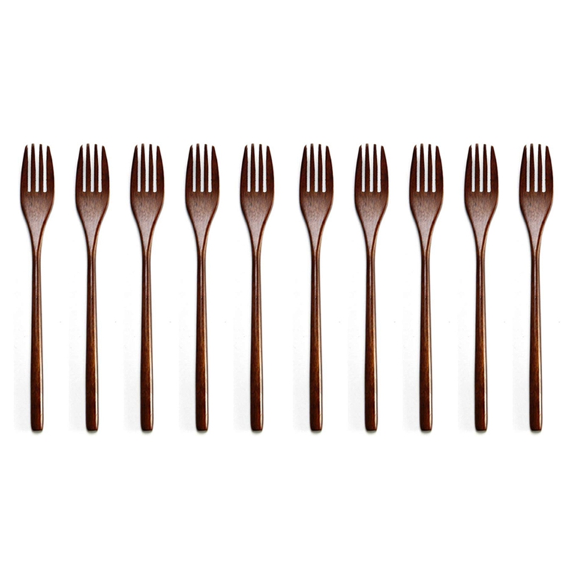 

10Pcs Japanese-Style Environmentally Friendly Dinner Wooden Salad Tableware Tableware Fruit Service Children's Wooden Fork