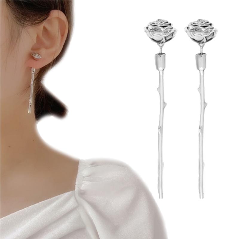 

Stud Niche Design Sense Rose Flower Earrings Temperament Geometric Ladies Fashion Exquisite Jewelry Gift