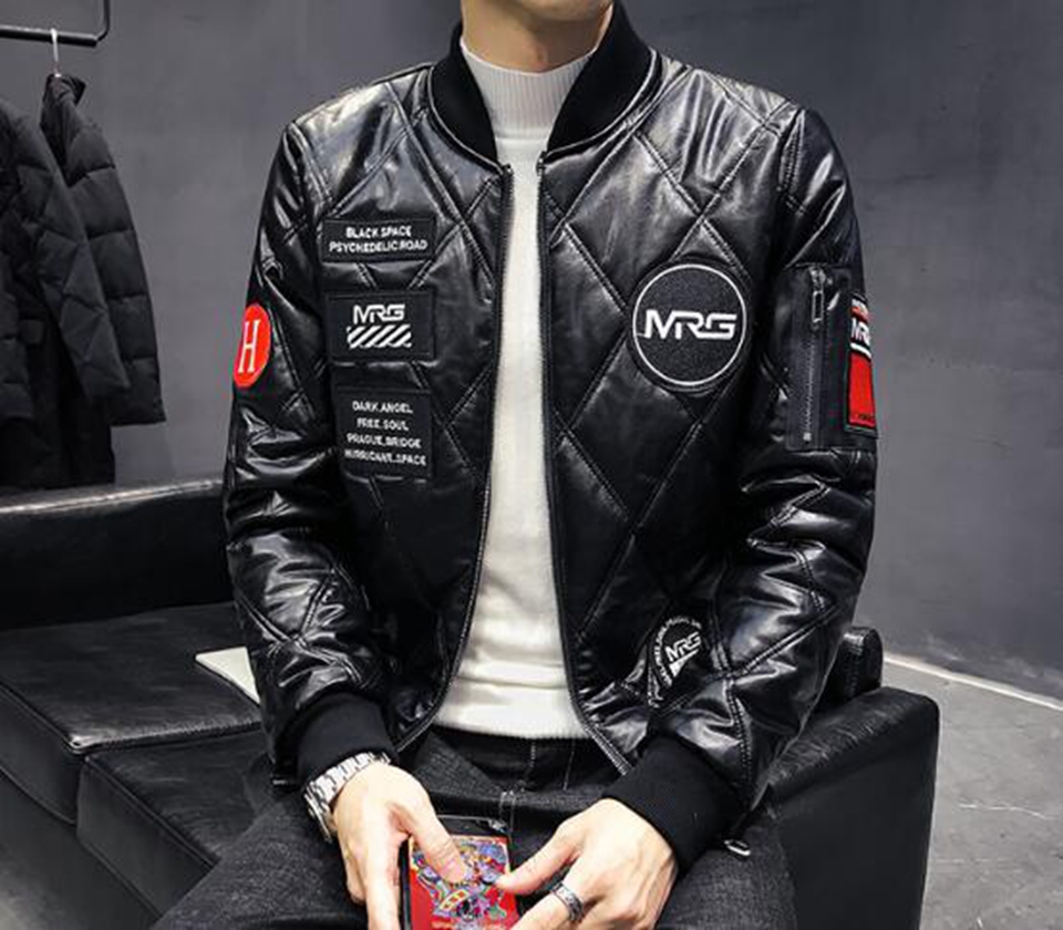 La version coréenne pour homme de la personnalité spéciale de la mode décontractée broderie veste de coton d'hiver col de baseball et manteau en