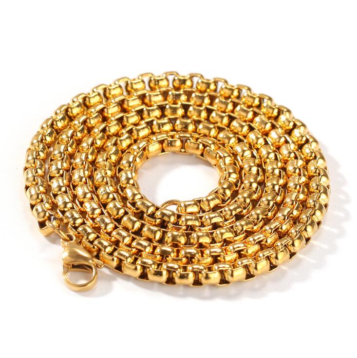 

High-grade hip-hop Necklace stainless steel lantern chain 4mm 2.5mm box chain color retention plating for men and women