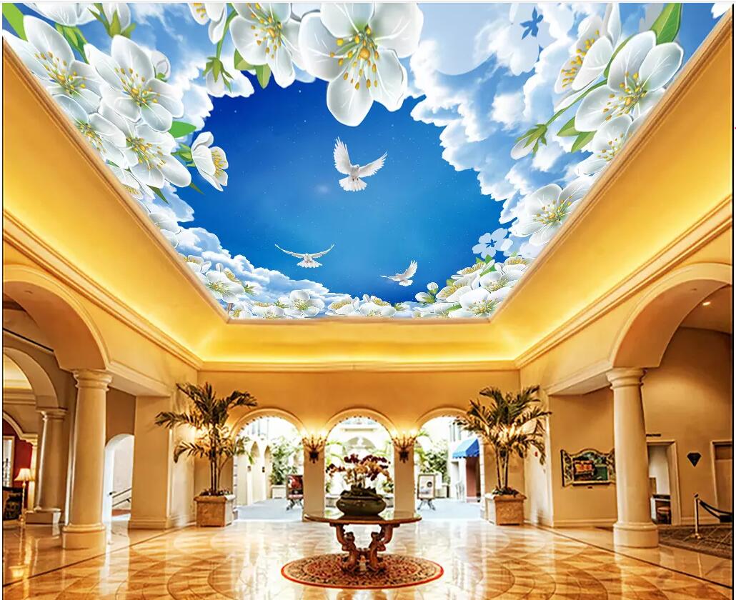 

3d ceiling murals wallpaper custom photo Lily simple plant flowers home decor living room 3d wall murals wallpaper for walls 3 d, Non-woven wallpaper