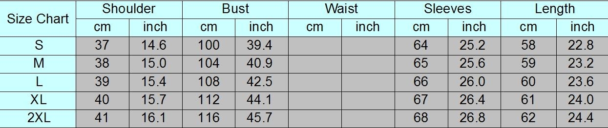 Add Down Size Chart