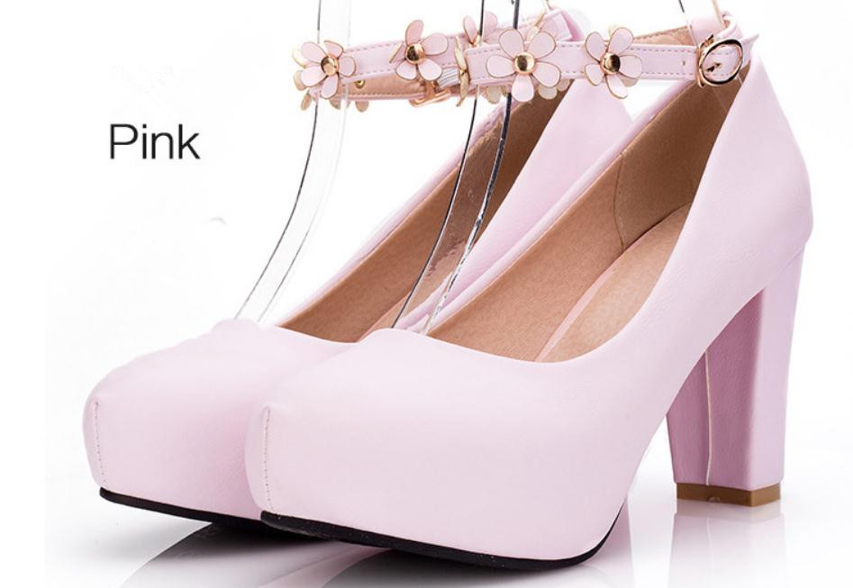 

2019 Flower Women's shoes in Spring and Autumn with New style High heel Coarse heel round head @178, Black