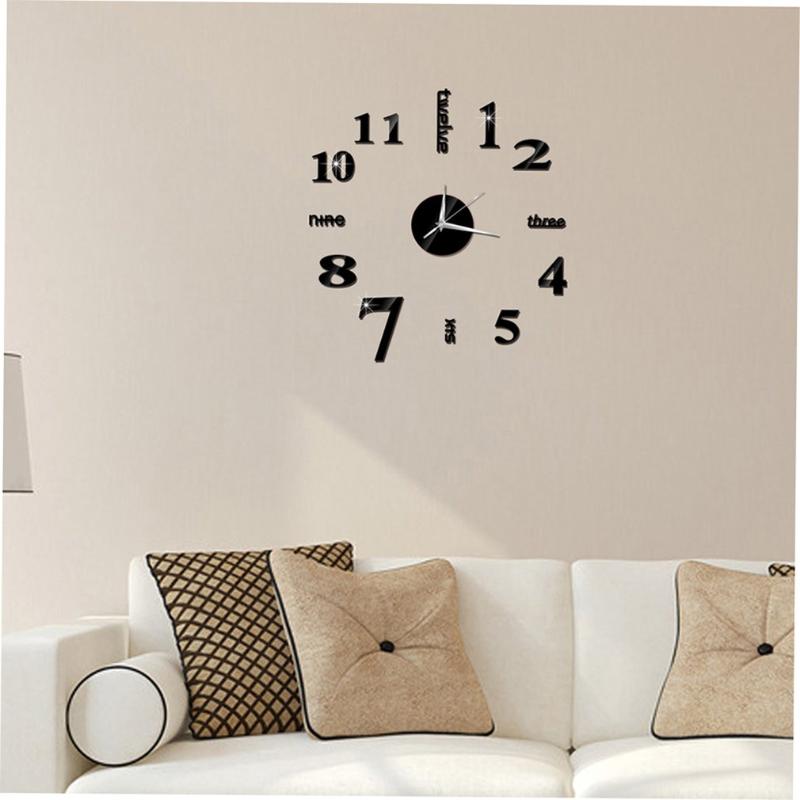 

Chinese English Number DIY Home Living Room Bedroom Wall Stickers 3D Home Living Room Decoration Fashion Quartz Clock