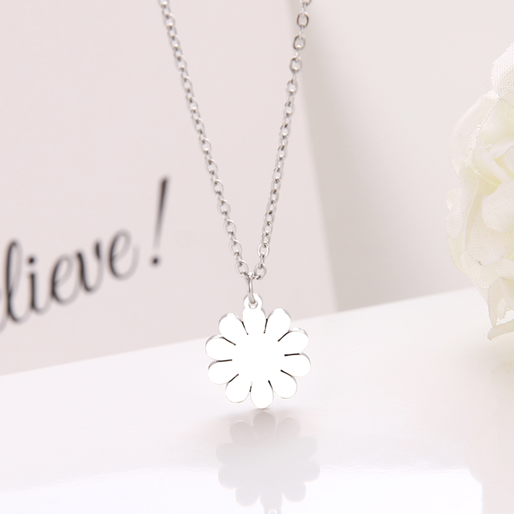 

Hot Sale Jewelry Gift Stainless Steel Necklace For Women Sun Flower Choker Chain Pendant Gold Necklaces Engagement Jewelry Party For Women
