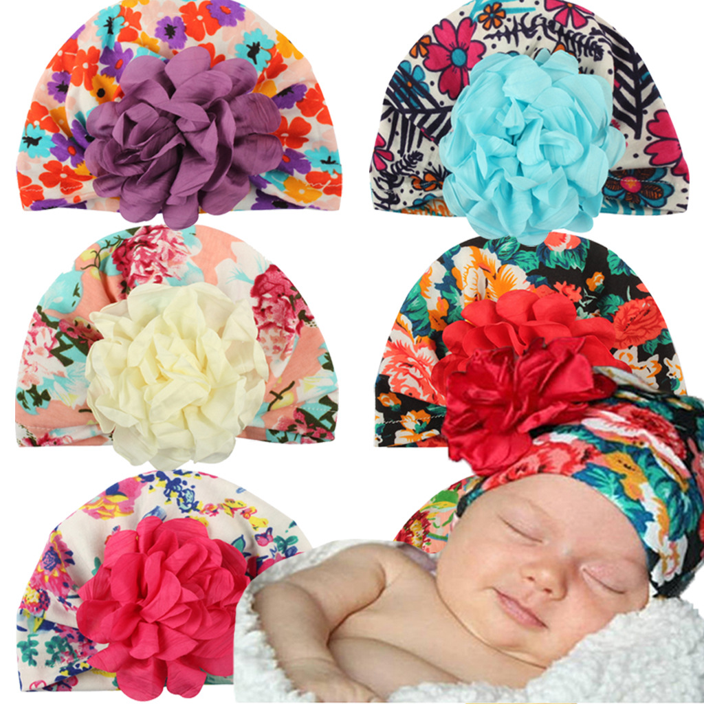 

kids designer hats Infant toddle flower cotton beanie caps Headbands cute hat baby girl hair accessories children girls cap, As pic