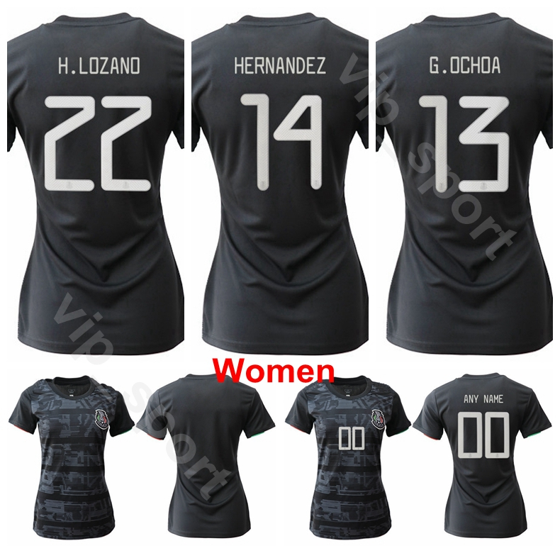 

Mexico Women Soccer National Team Home Black Jersey Palacios Garza Ovalle Romero Robles Espinosa Nieto Football Shirt Kits Uniform Lady