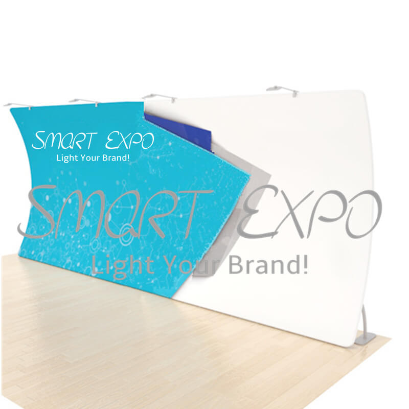 

20ft Vertical Curved Portable Indoor and Outdoor Display Stand with Thick Aluminum Tube Tension Fabric Printed Graphic Portable Carry Bag