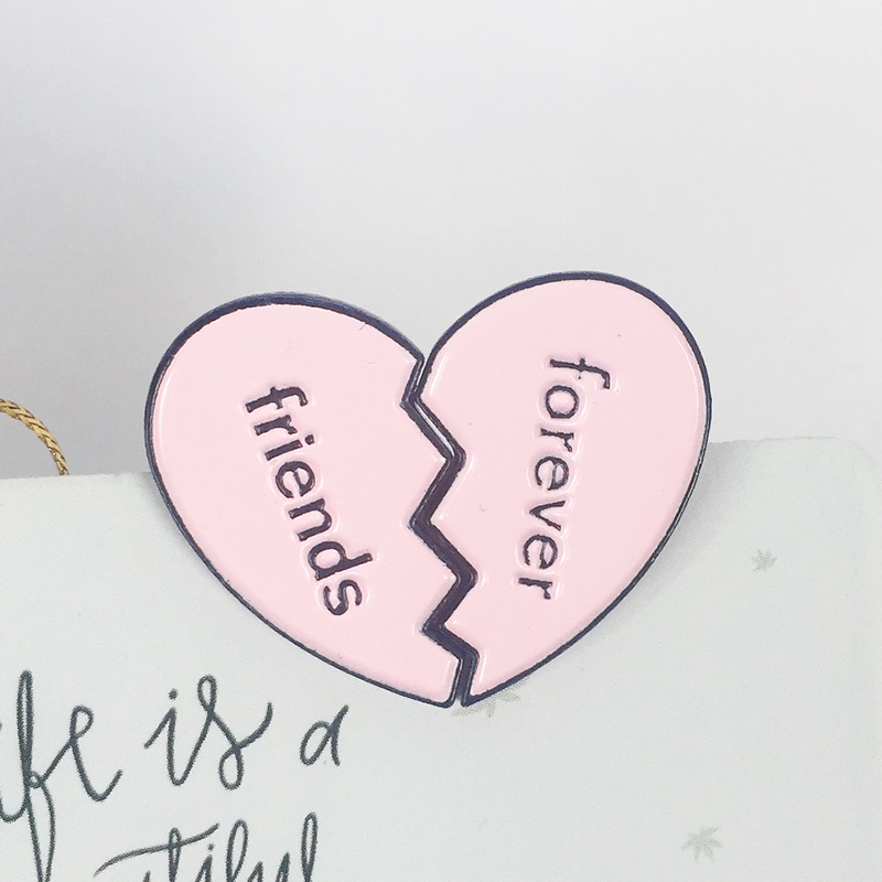

New Pink Love Badge Best Friend Fashionable Cute Best Friends Forever Badge Denim Clothes Lapel Pendant Jewelry Gift