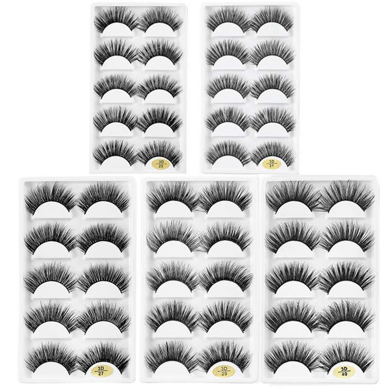 

5 Pairs Natural long Eyelashes Makeup 25mm False Eyelashes Lashes Mink Thick 3d Mink Lashes maquillaje faux cils