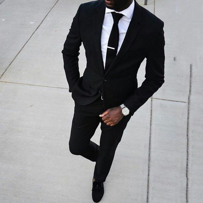 

Black Suits for Men Wedding Suits Business Man Oufits Groom Tuxedo Two Piece Groomsmen Wear Slim Fit Men Blazer Prom Party(Jacket+Trousers), Same as image