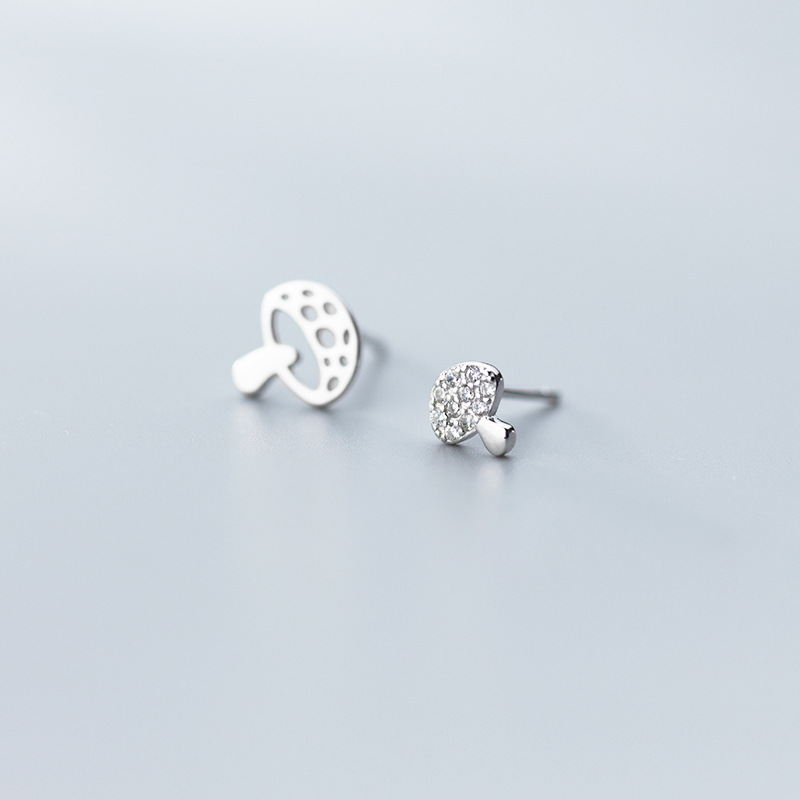 Epoxy Children Jewerly Girls Mushroom Silver Ear Studs 925 Sterling Silver