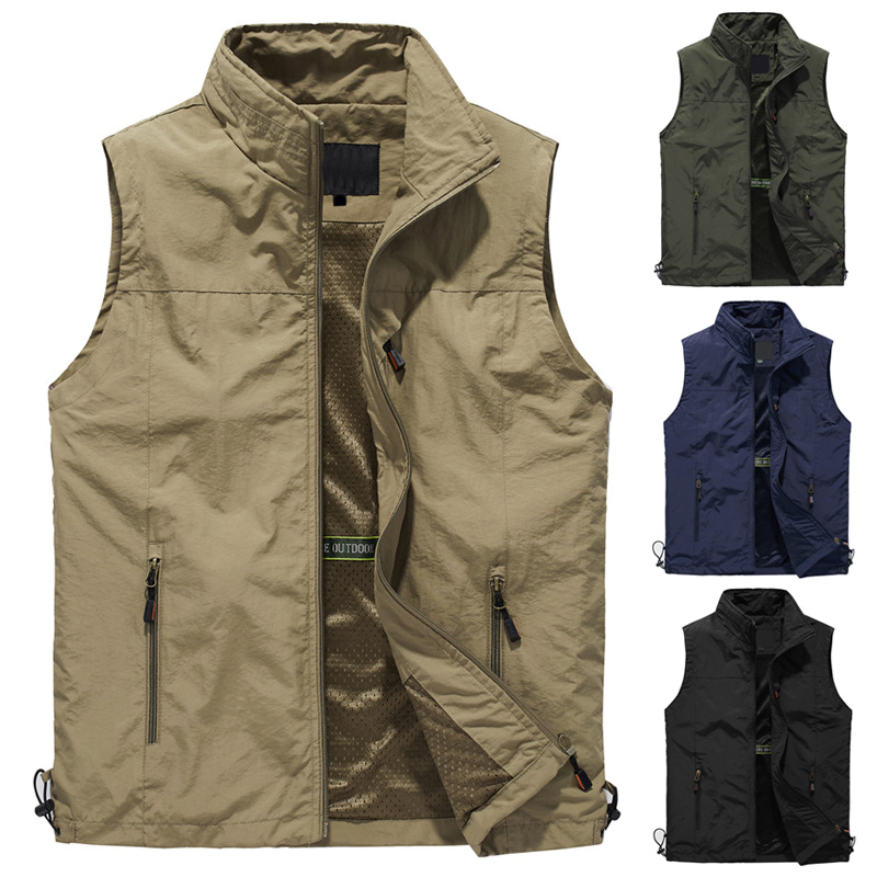 

Men Outdoor Vest Mesh Breathable Waistcoat Leisure Sports Fishing Vest FS99, Black