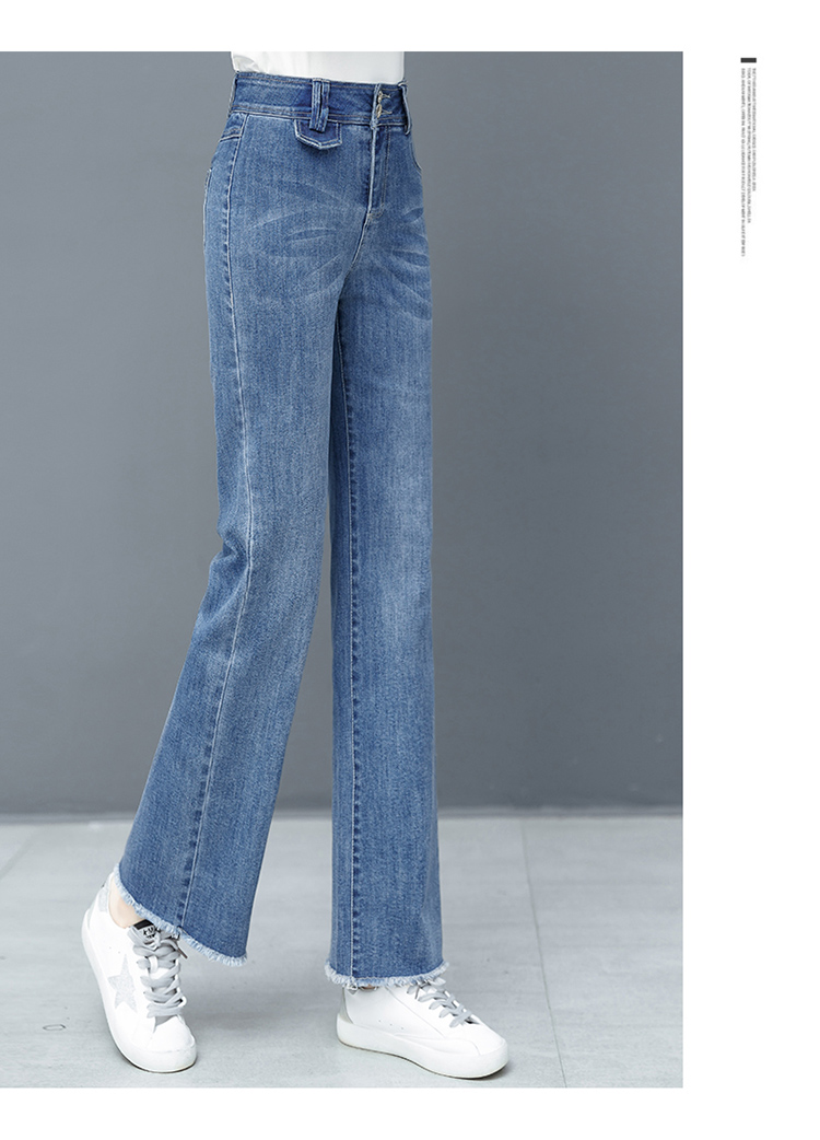 

The Blue Spring New Fat Mm Bootleg Thin Big Yards Pants Nine Points Tail Of Cultivate One'S Morality Pants