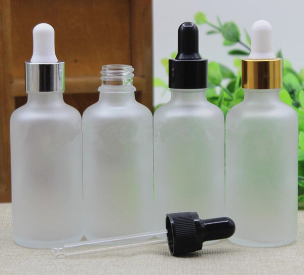 

50ml frosted clear glass dropper bottle boston round vape e liquid bottle perfume essential oil bottle with gold silver cap