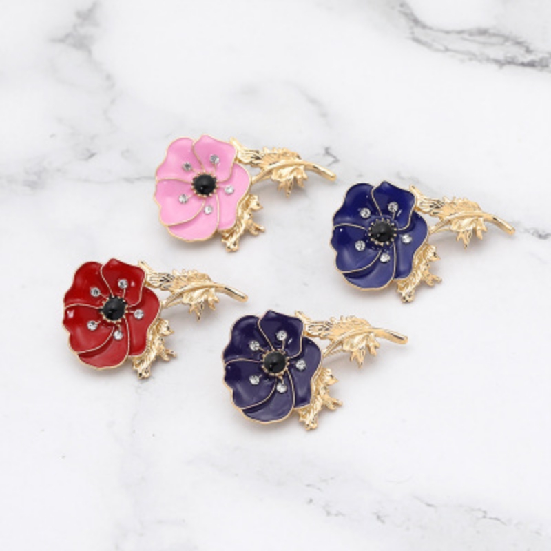 

Brooch Vintage Poppy Flower Enamel Red Blue Pink Purple Flowers Buckle Pins Clothes Bag Accessories Warrior Memorial Friend Gift