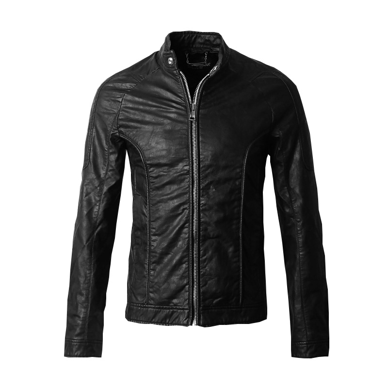 

High quality 2015 new real men's leather jacket collar short paragraph Slim loose-fitting men's leather motorcycle jacket, Black