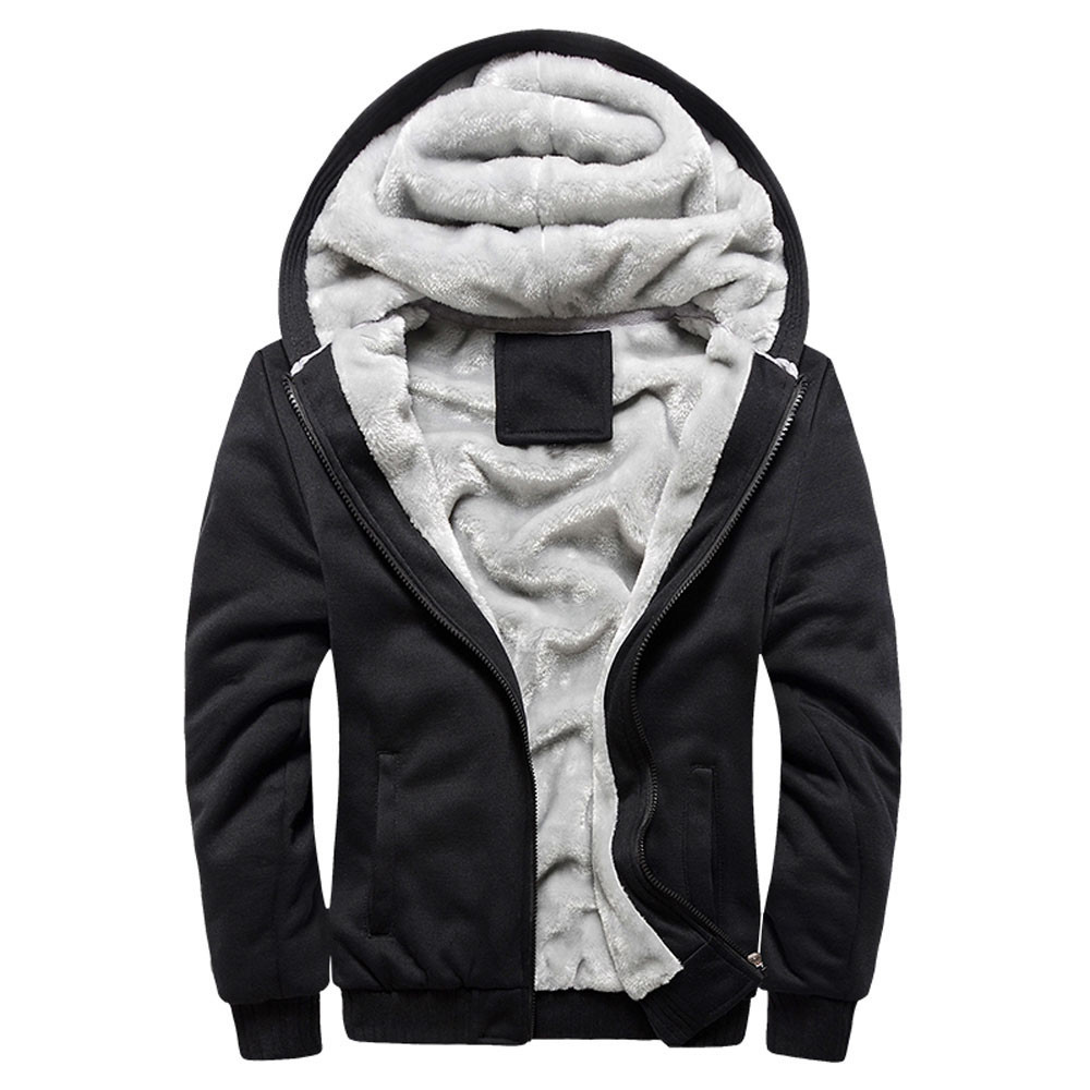 

2019 new Mens Hoodie Winter Warm Fleece Zipper Sweater Jacket Outwear Coat Stylish male sports coats #0725