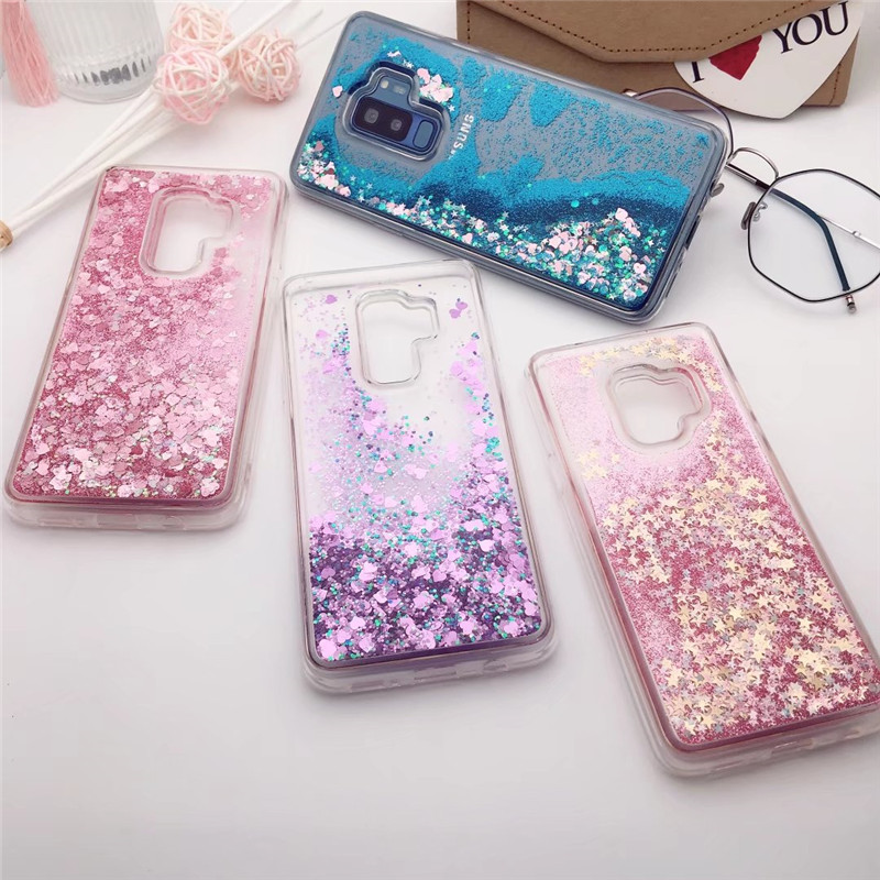 

Glitter Liquid Case For Samsung Galaxy S10 Plus Case S10E S10 5G S9 Plus S8+ Love Heart Dynamic Liquid Quicksand Soft TPU Cover, Star pink