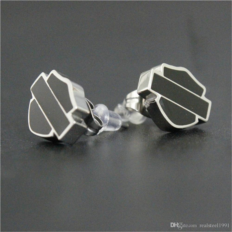 

5pairs/lot USA biker style black orange red cool earrings 316l stainless steel fashion jewelry motorbiker unisex earrings