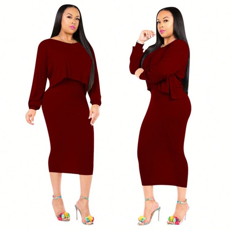 

Two Piece Set Top and Dresses Women Matching Set Outfit Batwing Sleeve Top Tank Long Dress Outfits Women Clothing Two Piece, Black