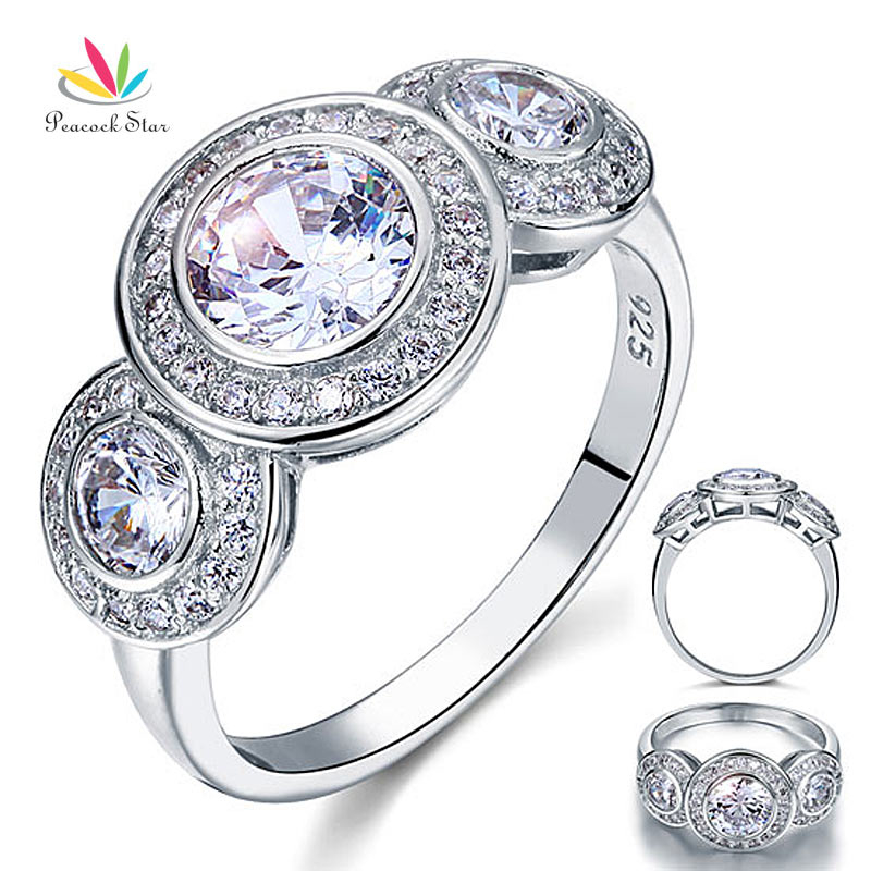

Peacock Star Art Deco 2.5 Solid 925 Sterling Silver Wedding Engagement Ring Jewelry CFR8089 V191128