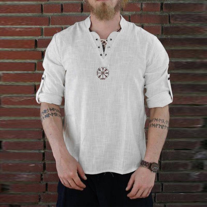 Chemises d'été en lin pour hommes, chemisier rétro, nouveau Style, personnalité à la mode, hauts à manches longues, chemises pour hommes, 2020