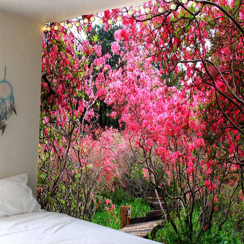 

High Quality 100% Polyester Peach blossom Wall Tapestry wall hanging Bedspread Beach Towel Backdrop Home Room Art Dropship