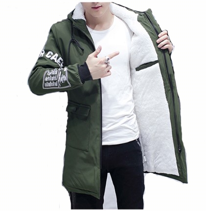 Cachemire doublé Parkas fourrure hommes manteau hiver longue veste à capuche coupe-vent Parkas mince Style coréen décontracté vêtement d'extérieu