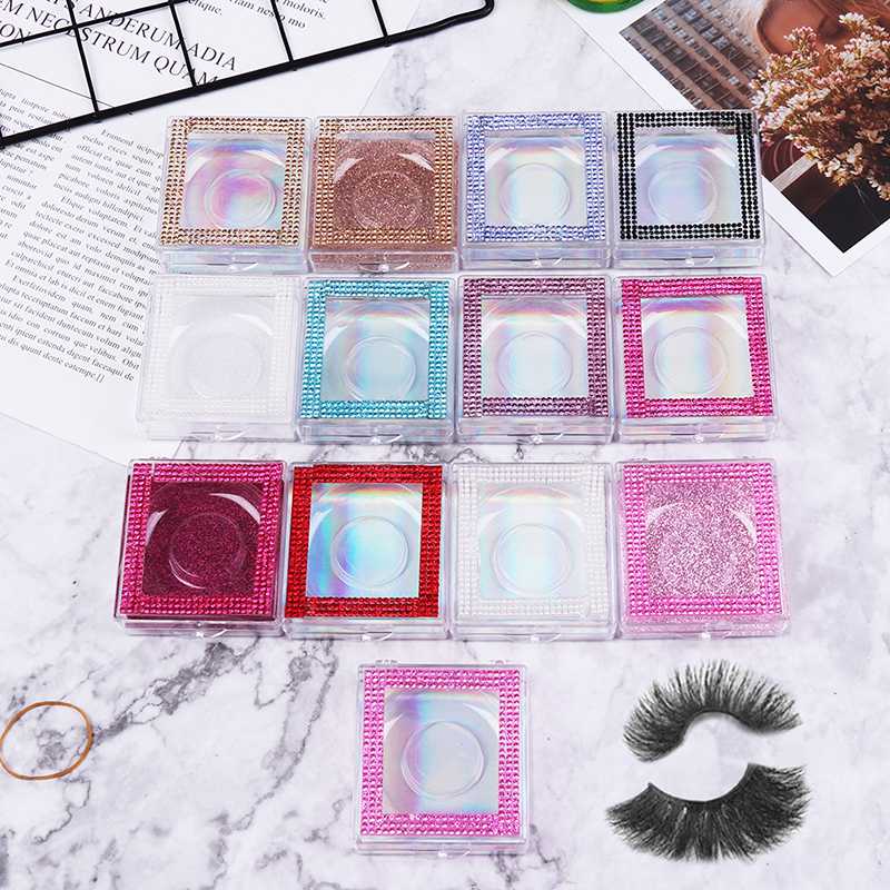 

1Pcs Eyelash Packaging Box Lash Boxes Packaging Faux Mink Lashes Square Glitter Empty Case Bulk Wholesale Price