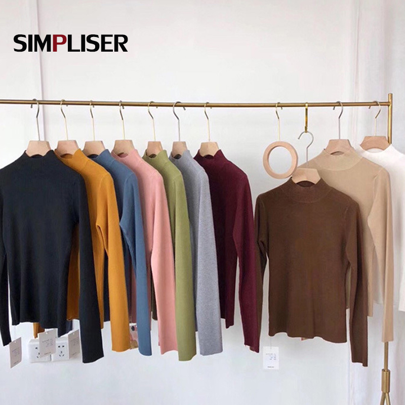 

Tight Women Pullovers Turtleneck Long Sleeve Basic Sweaters Knitting Bottoming Shirts 2020 Autumn Femme Pull Womens Clothing, White