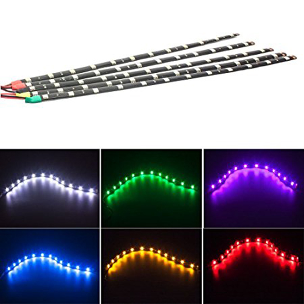 

4pcs 30CM 5050 12-SMD DC12V Waterproof LED Strip light for Car Interior & Exterior Decoration DRL Day Running Light colorful