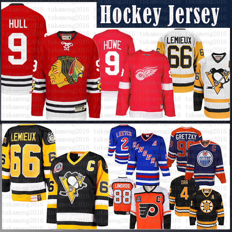 

Pittsburgh Penguins Hockey Jersey CCM 9 Bobby Hull Chicago Blackhawks Gordie Howe Detroit Red Wings Jerseys, Jersey (fugu)
